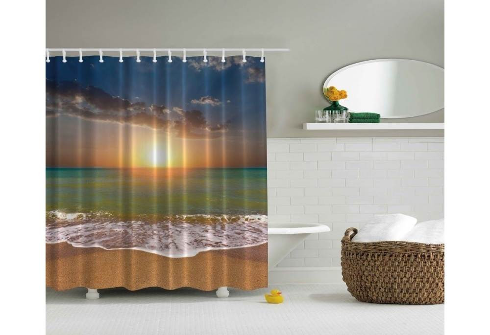 Beach Themed Kitchen Curtains
 Sunset on the Beach Nautical Themed Curtain