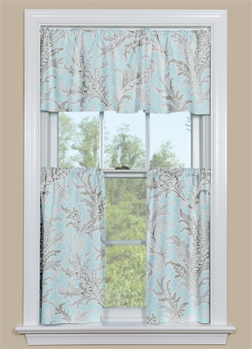 Beach Themed Kitchen Curtains
 Blue and Grey Beach Themed Kitchen Curtain Tempest Blue