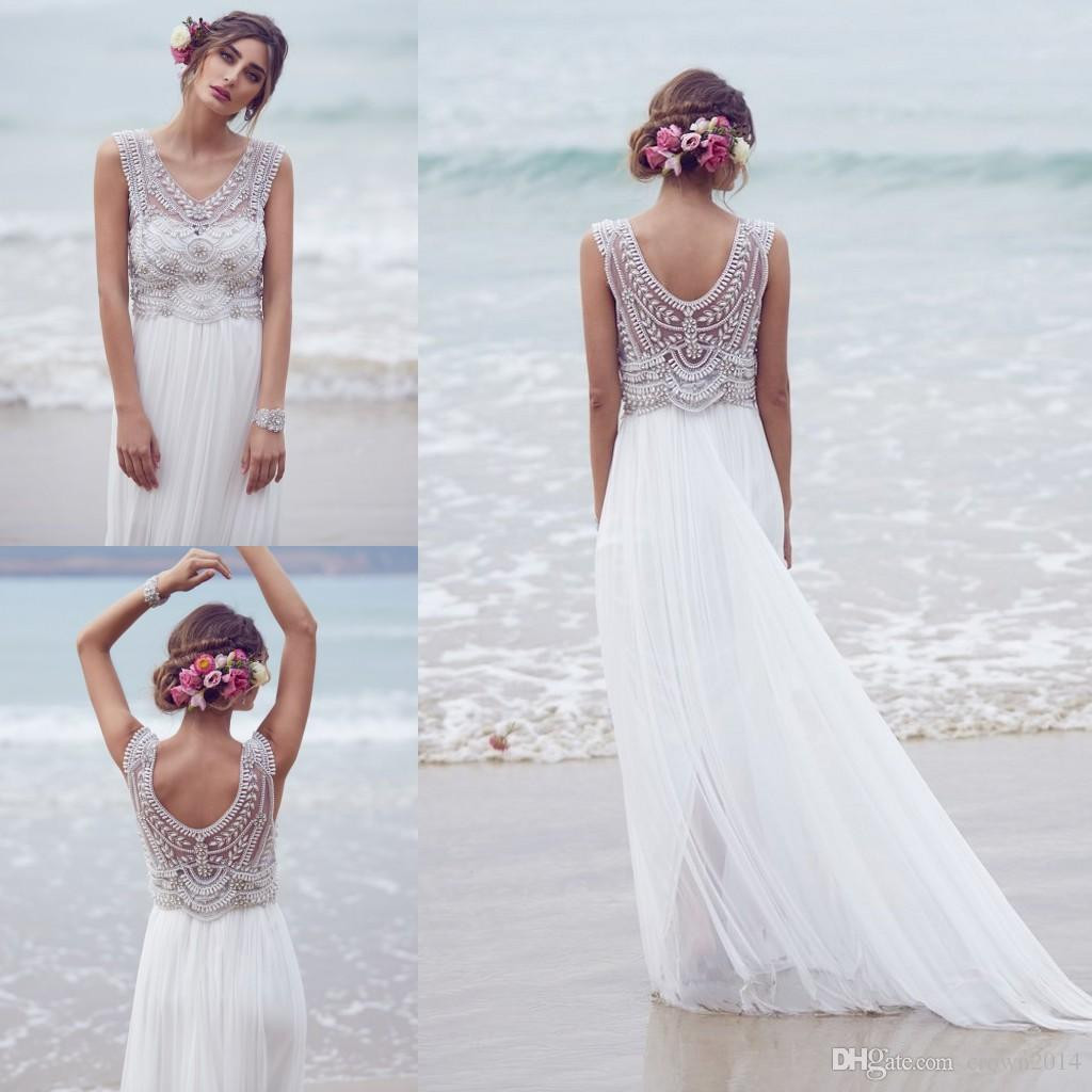 Beach Wedding Dresses 2020
 Discount Sparkly Bohemian Beach Wedding Dresses 2019 Silk