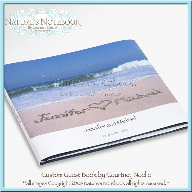 Beach Wedding Guest Book
 Beach Themed Personalized Wedding Guest Book by