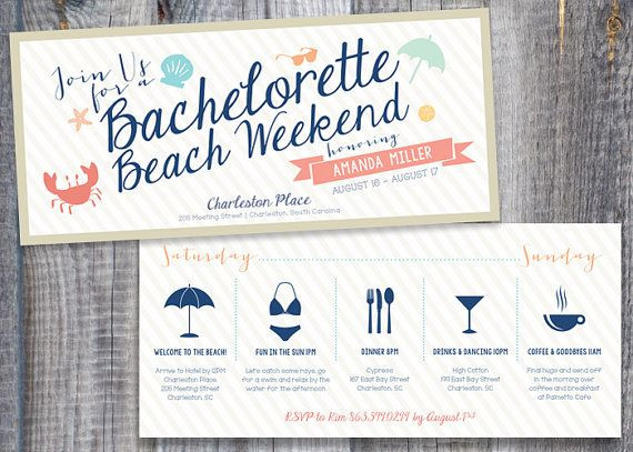 Beach Weekend Bachelorette Party Ideas
 Printed Bachelorette Beach Weekend Personalized Icons