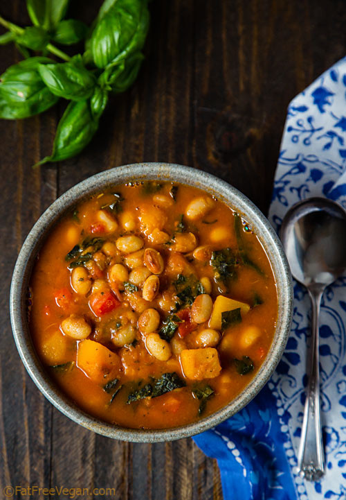 Bean Recipes Vegan
 White Bean Stew with Winter Squash and Kale Recipe