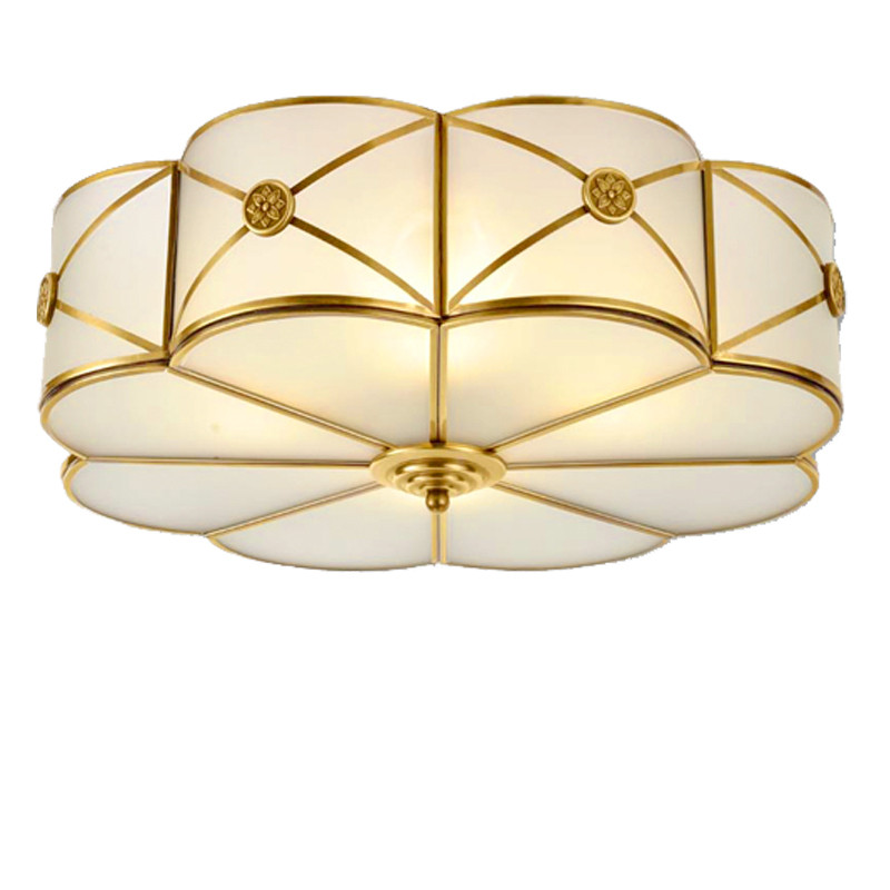 Bedroom Light Covers
 America Style copper LED Ceiling Light Lamp glass cover