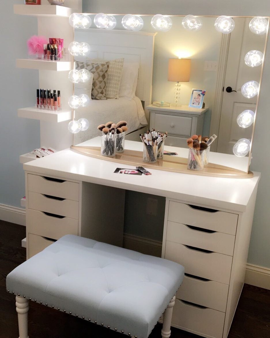 Bedroom Makeup Vanity With Lights
 Furniture Makeup Desk Ikea For A Feminine Appeal