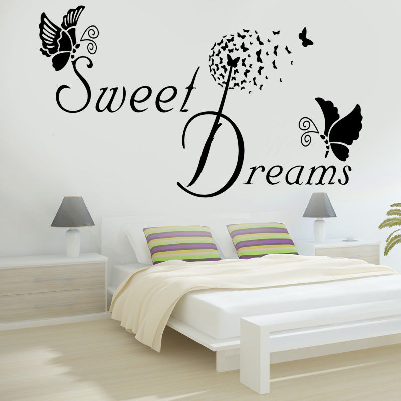 Bedroom Wall Decals Quotes
 SWEET DREAMS Butterfly LOVE Quote Wall Stickers Bedroom
