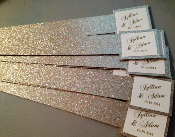 Belly Bands For Wedding Invitations
 Items similar to Glitter Belly Bands for Wedding