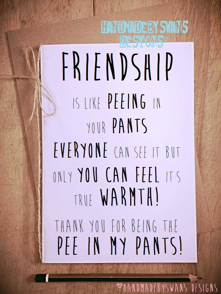 Bff Birthday Cards
 Friendship is like peeing in your pants funny greeting card