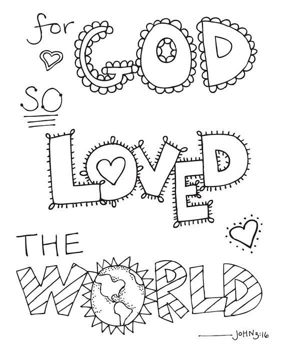 Bible Coloring Pages For Kids With Verses
 Bible Verse Coloring Pages Bible Quote For God So Loved