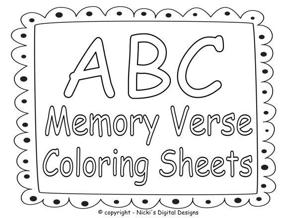 Bible Coloring Pages For Kids With Verses
 ABC Bible Memory Verse Coloring Sheets by
