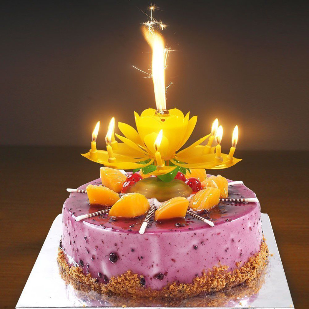 Birthday Cake Candle
 Musical Birthday Candle Party Decoration Lotus Flower
