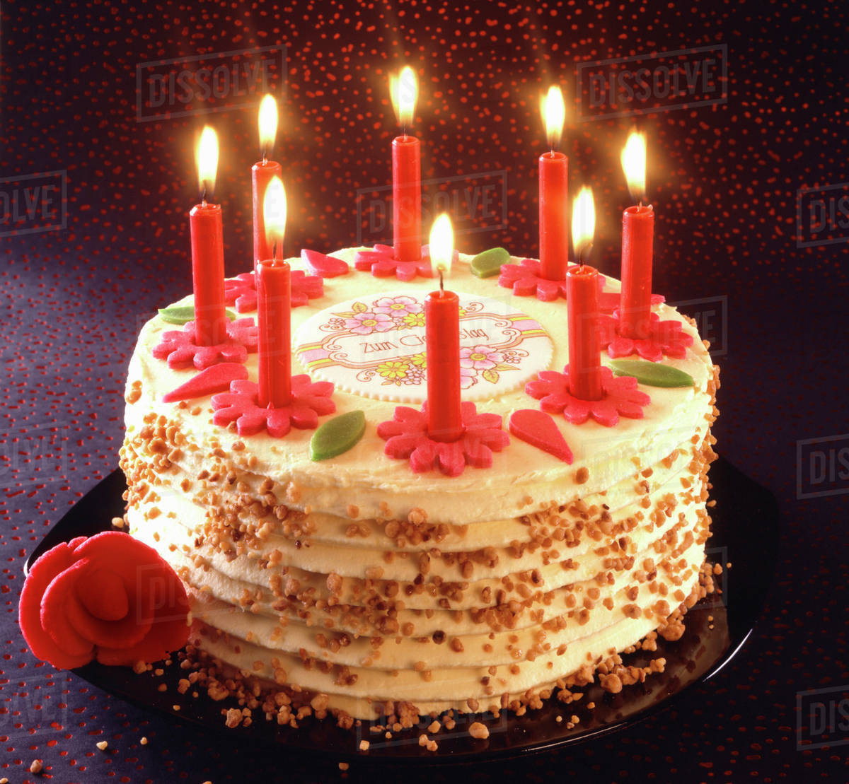 Birthday Cake Candle
 Birthday cake with burning candles Stock Dissolve