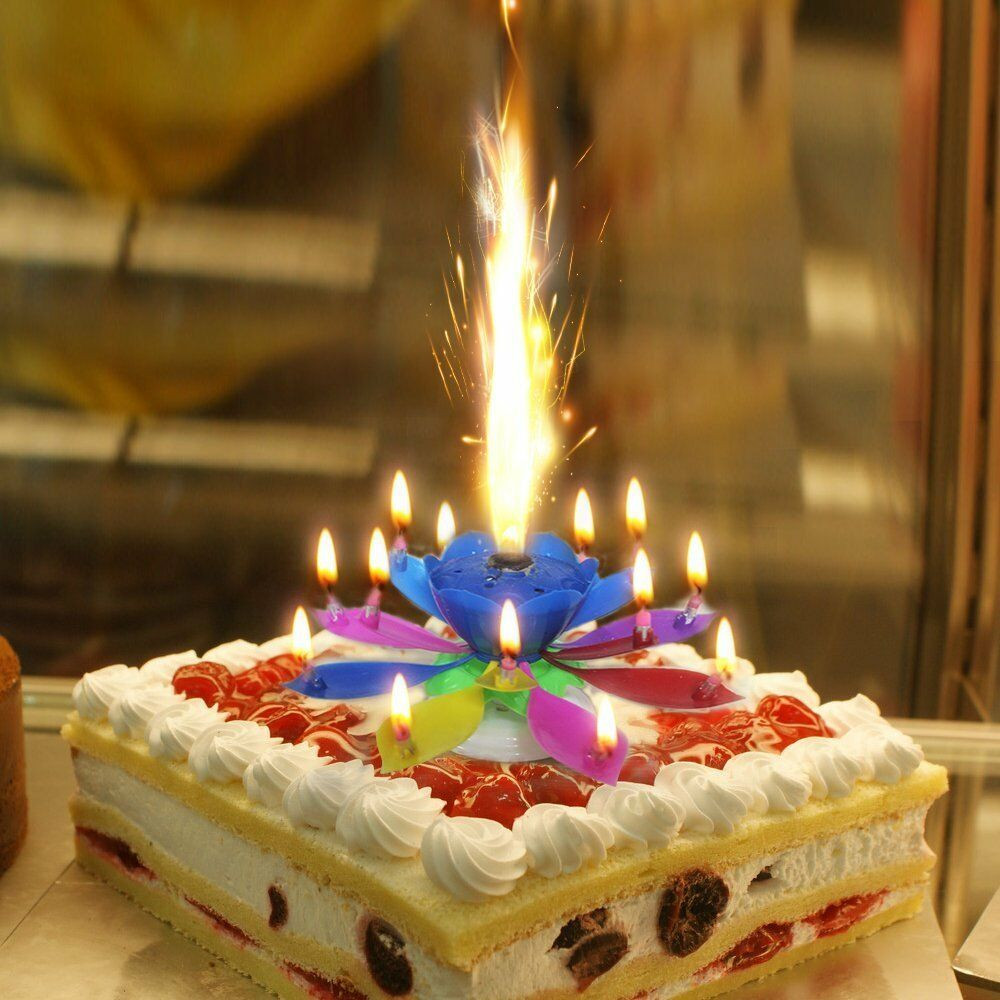 Birthday Cake Candle
 Music Singing Candle Spin Lotus Happy Birthday Wedding