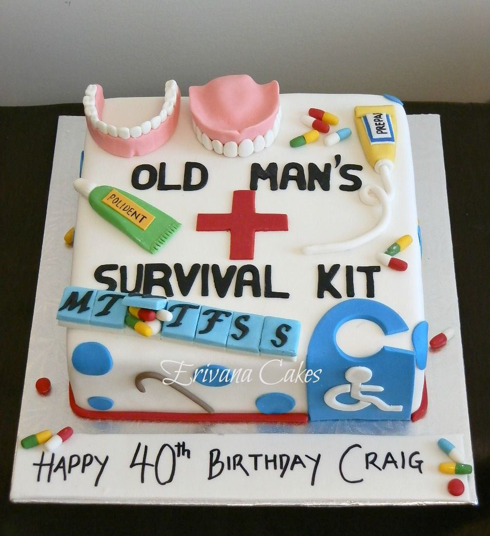Birthday Cake Farts
 Old Age Survival Kit cake in 2019
