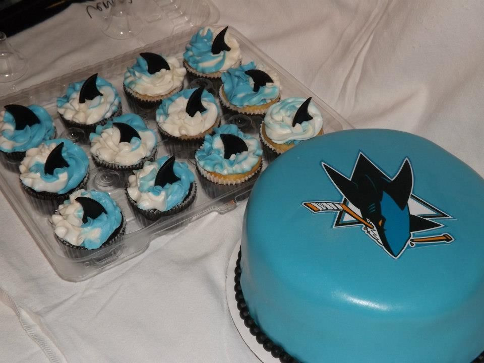 Birthday Cakes San Jose
 San Jose Sharks Cake and Matching Cupcakes by Carrie s