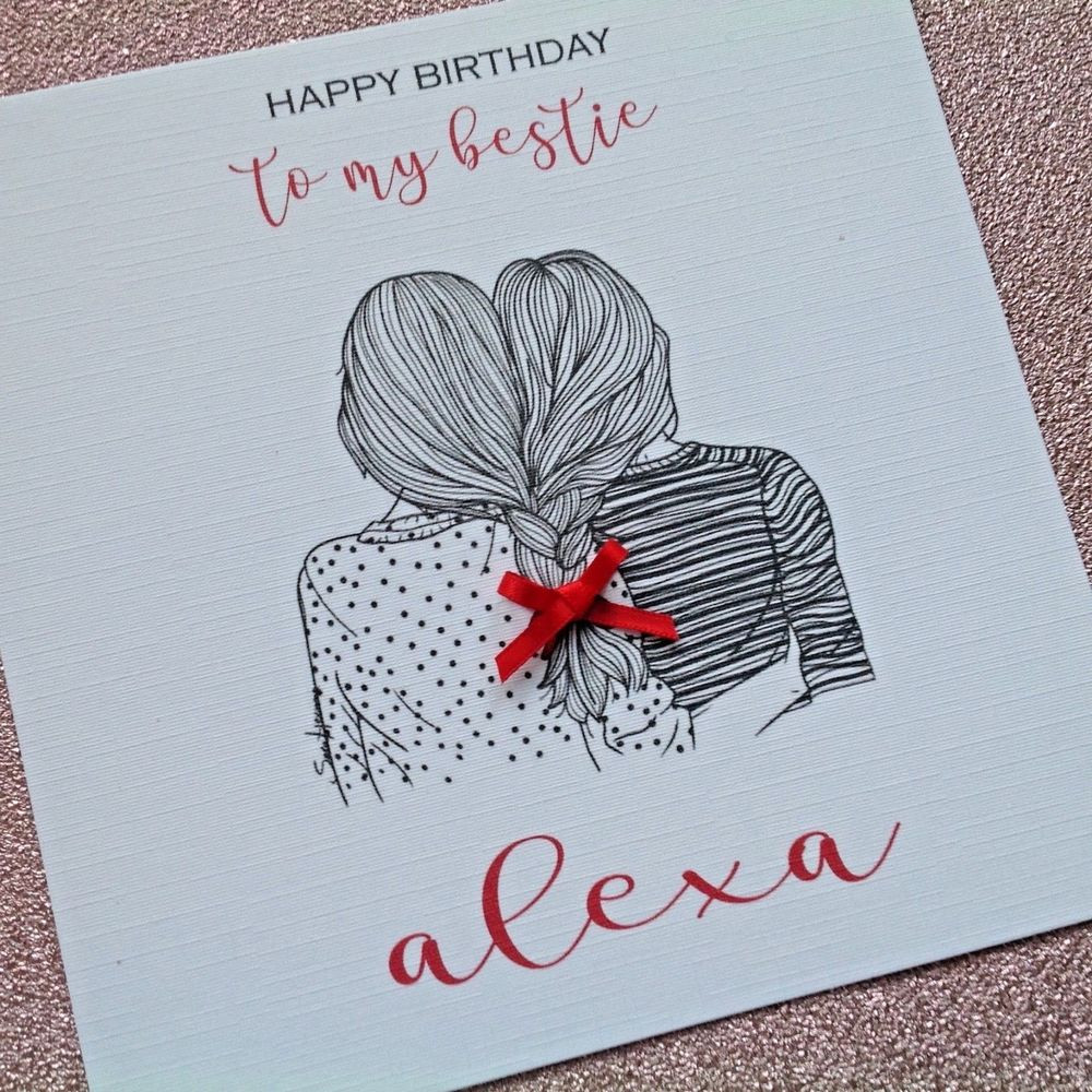 Birthday Card For Best Friend
 PERSONALISED Handmade Birthday Card BESTIE BEST FRIEND