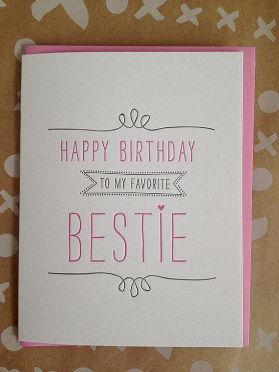 Birthday Card For Best Friend
 Bestie Card Best Friend Letterpress Birthday Card for by