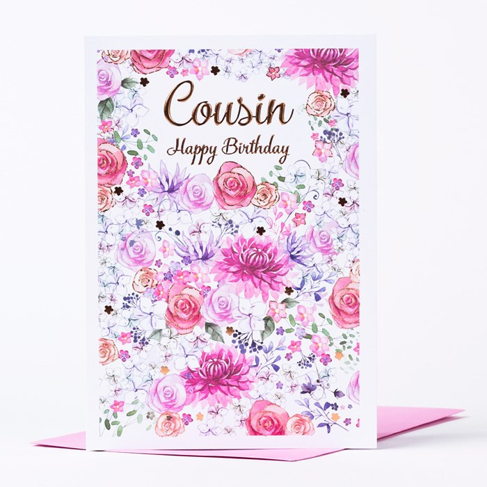 Birthday Card For Cousin
 Birthday Card Cousin Full Floral Print ly 59p