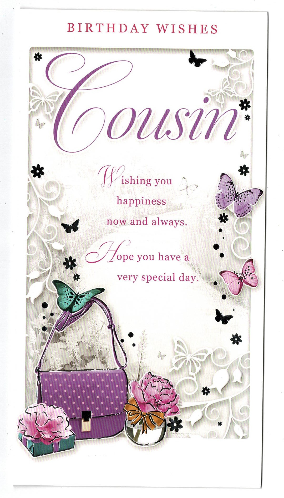 Birthday Card For Cousin
 Cousin Birthday Card Embossed With Sentiment Verse With