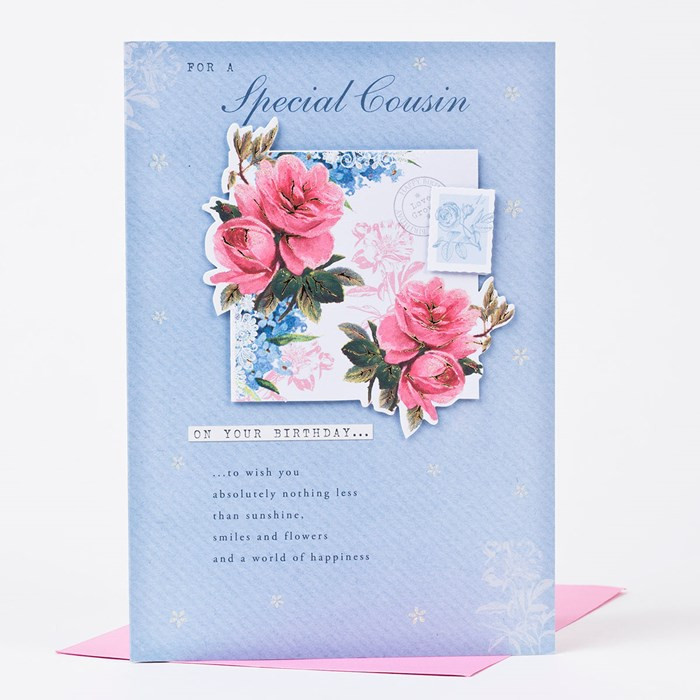 Birthday Card For Cousin
 Birthday Card Pink Roses Special Cousin ly 99p