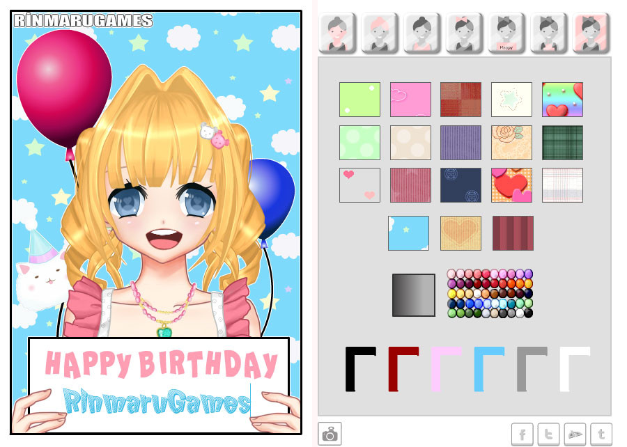 Birthday Card Maker Online
 Rinmaru Games Anime Happy Birthday Card Maker