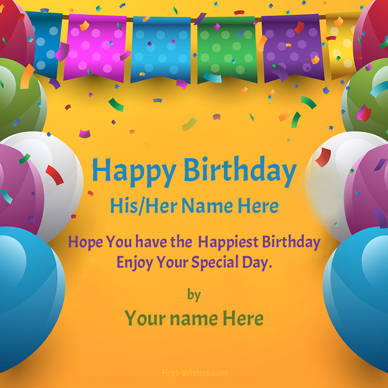 Birthday Card Maker
 line Birthday Greeting Card Maker With Name