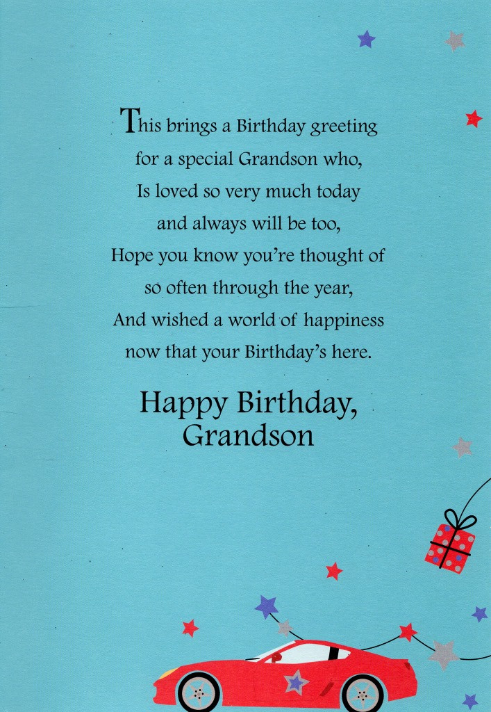 Birthday Card Verses
 Grandson Happy Birthday Greeting Card Lovely Greetings