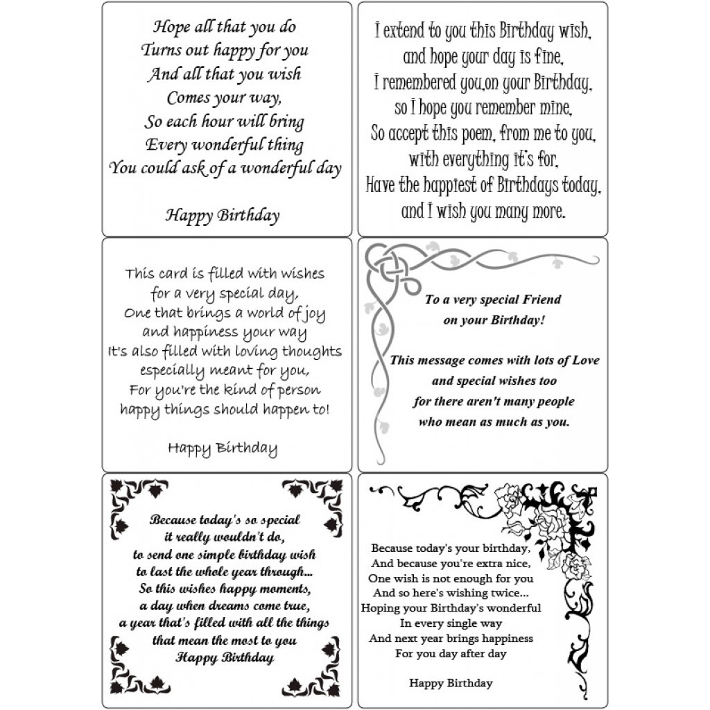 Birthday Card Verses
 Peel f Birthday Verses