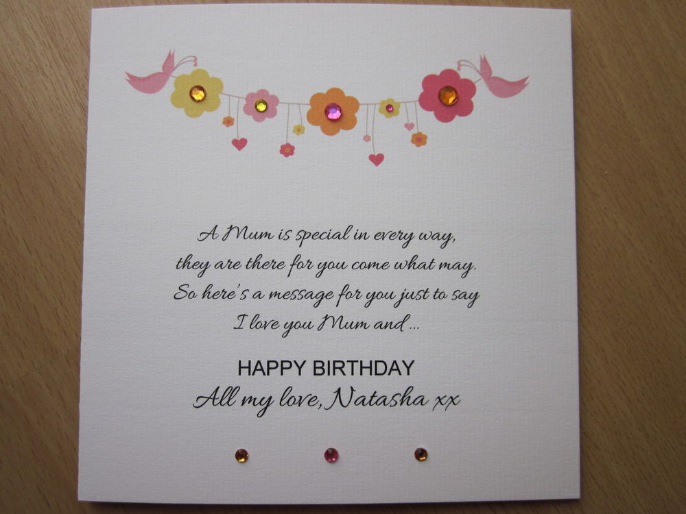 Birthday Card Verses
 Personalised Handmade Female Birthday Card Mum Nan