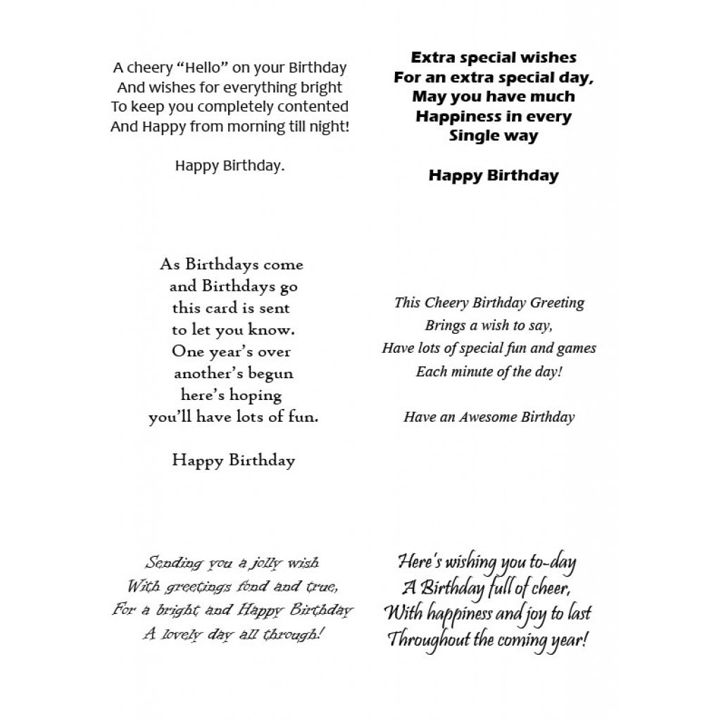 Birthday Card Verses
 Peel f Birthday Verses 2