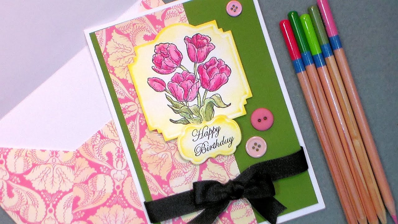 Birthday Cards Online
 Tulip Happy Birthday Card with Cheap Watercolor Pencils