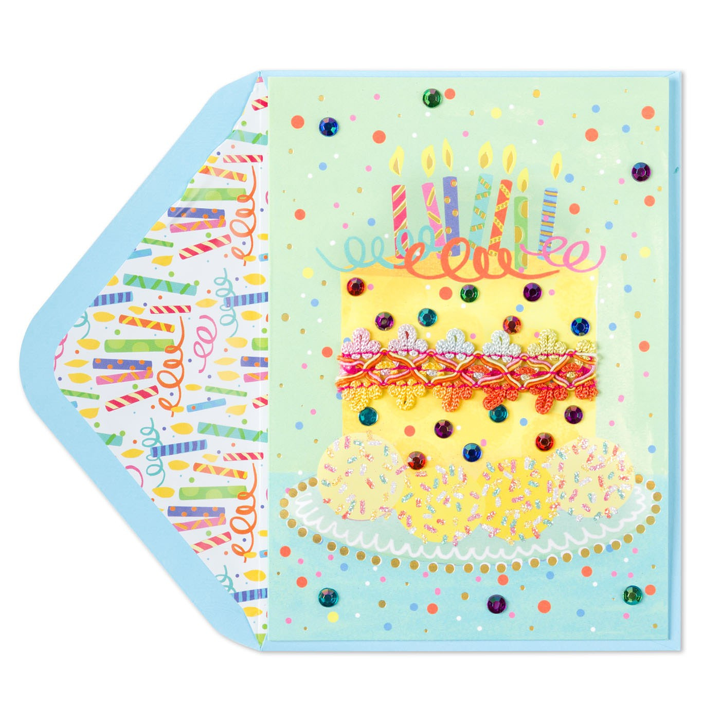 Birthday Cards Online
 Cake with Ribbon & Gems Birthday Card