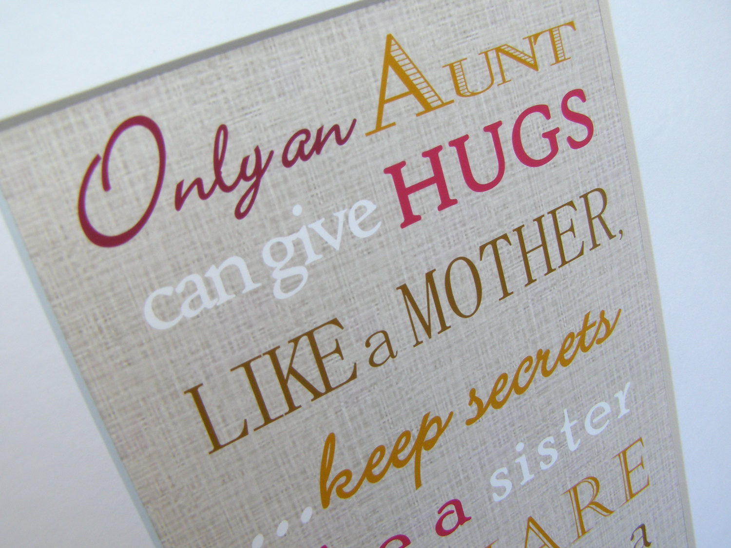 Birthday Gift Ideas For Aunt
 Aunt Gift ly and Aunt can give hugs like a Mother Print
