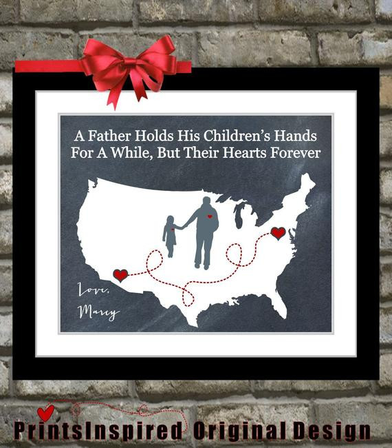 Birthday Gift Ideas For Dad From Son
 Gift For Dad Birthday Distance Map Hearts Father by