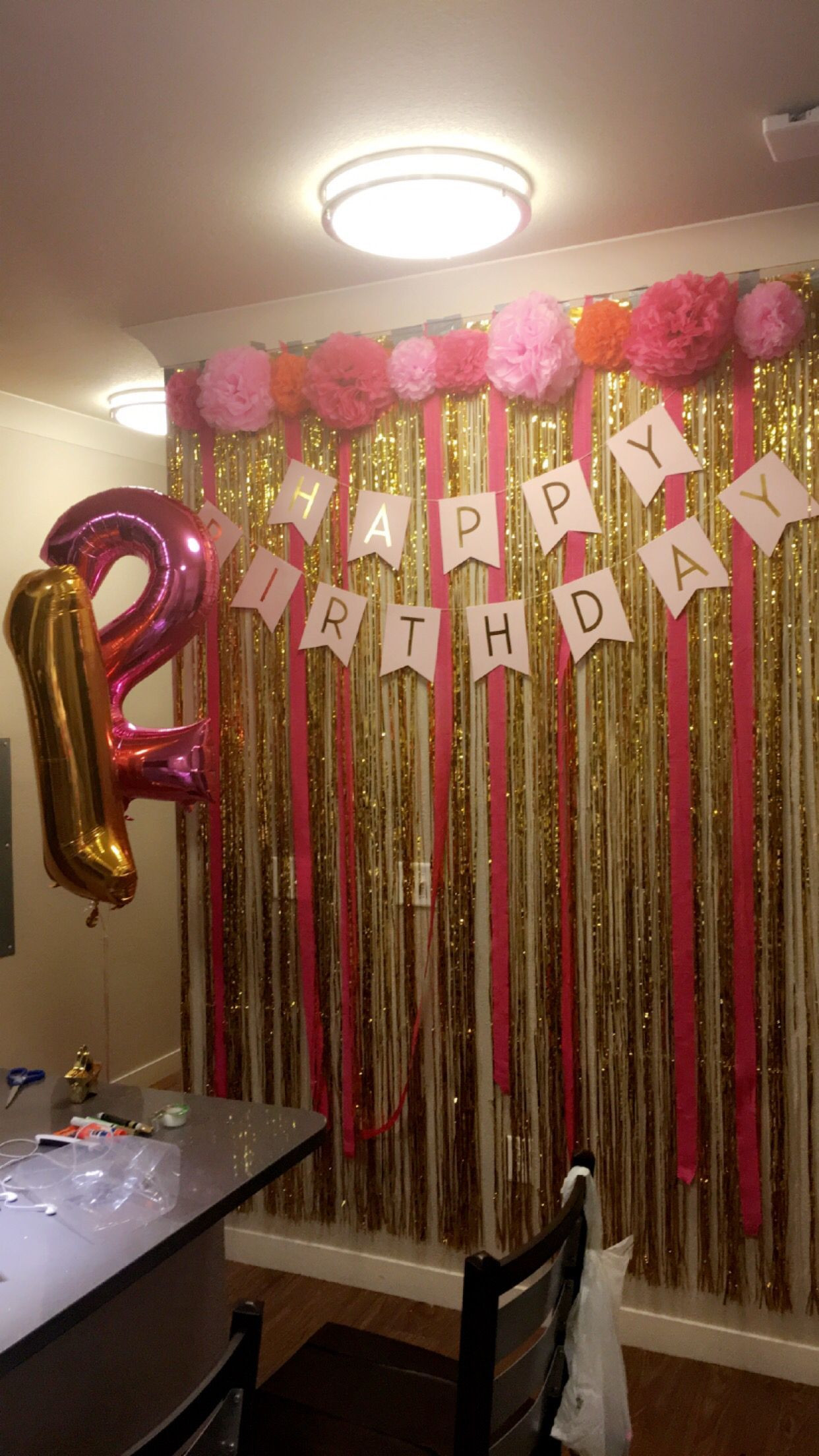 Birthday Party Decorations Pinterest
 21st birthday wall all bought entirely on Amazon