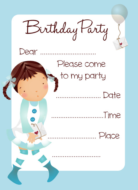 Birthday Party Invitations Printable
 Balloon Girl Birthday Party Invitation