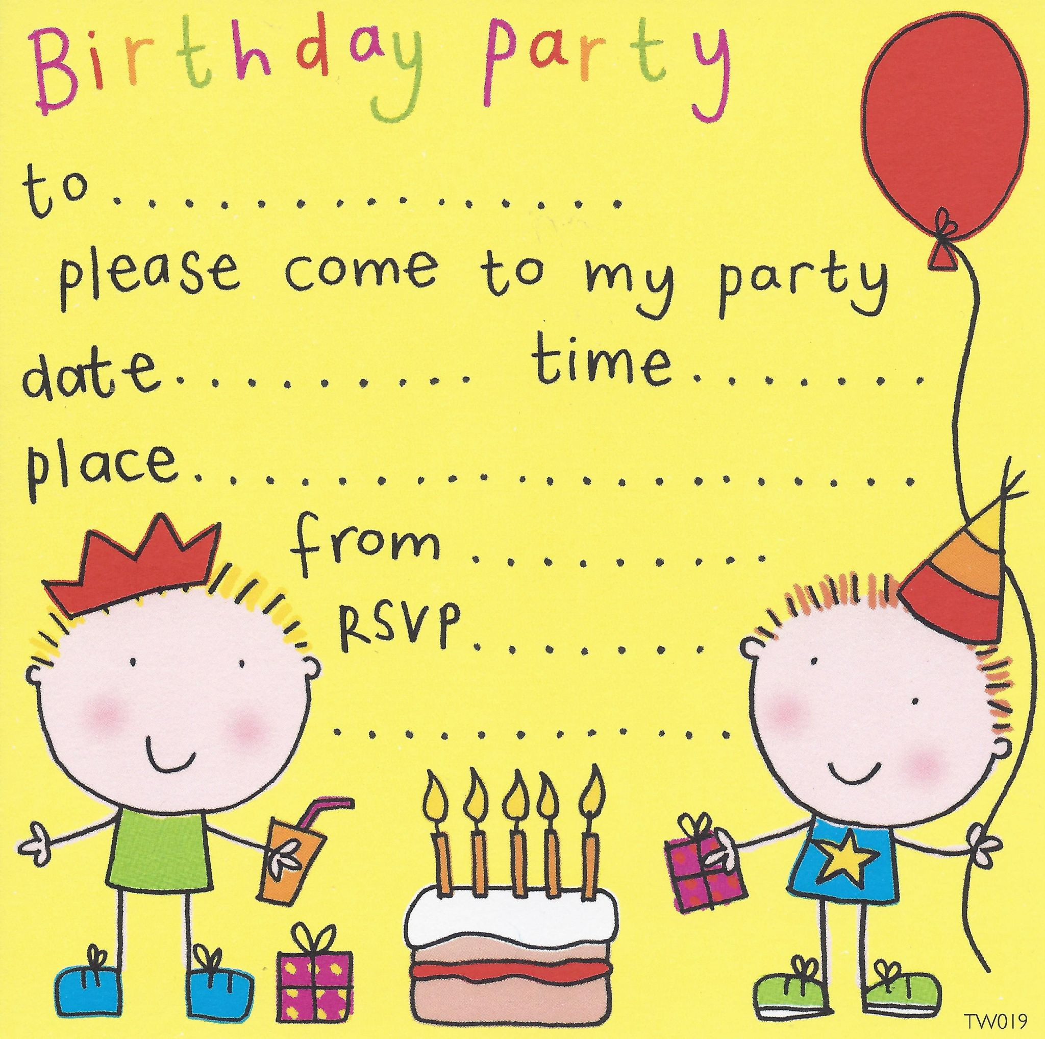Birthday Party Invitations Printable
 FREE Birthday Party Invites for Kids – Bagvania