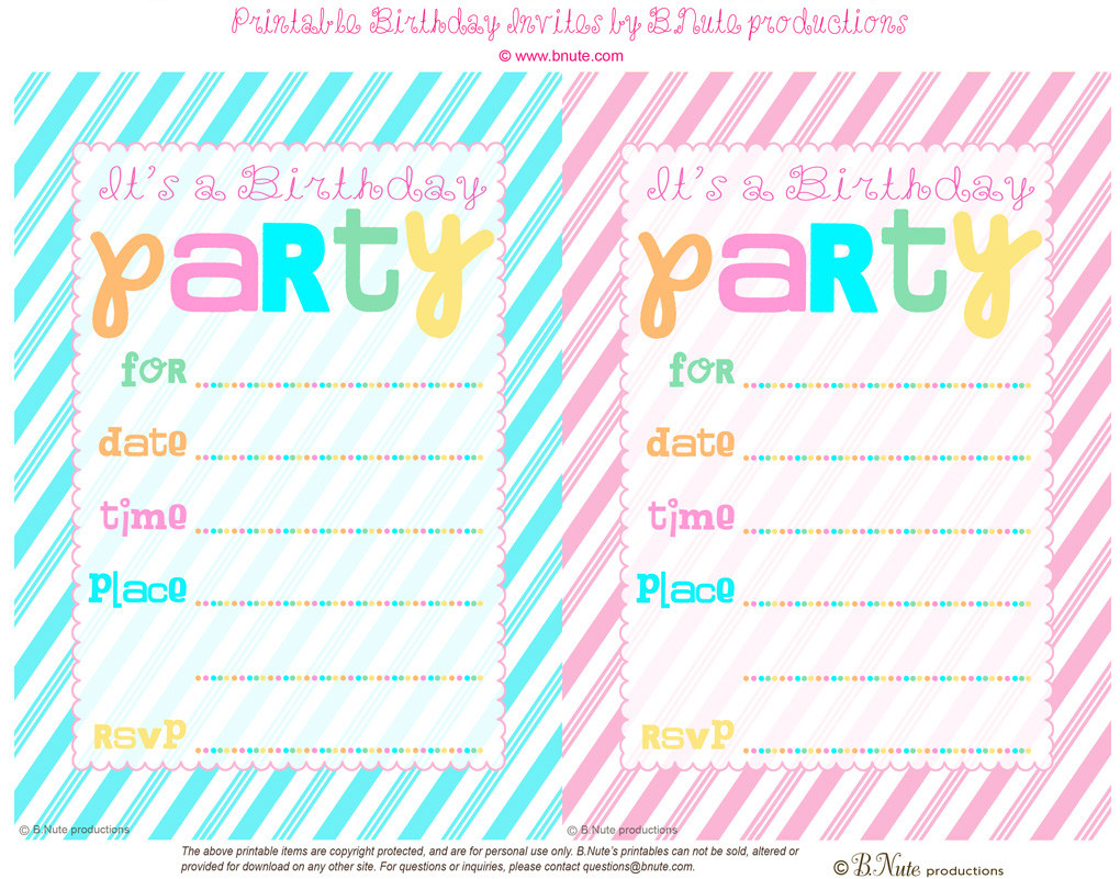 Birthday Party Invitations Printable
 bnute productions June 2013