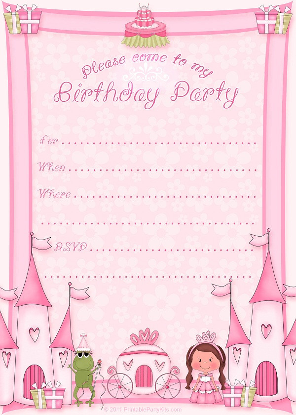 Birthday Party Invitations Printable
 Printable Birthday Invitations For Girls – Bagvania FREE