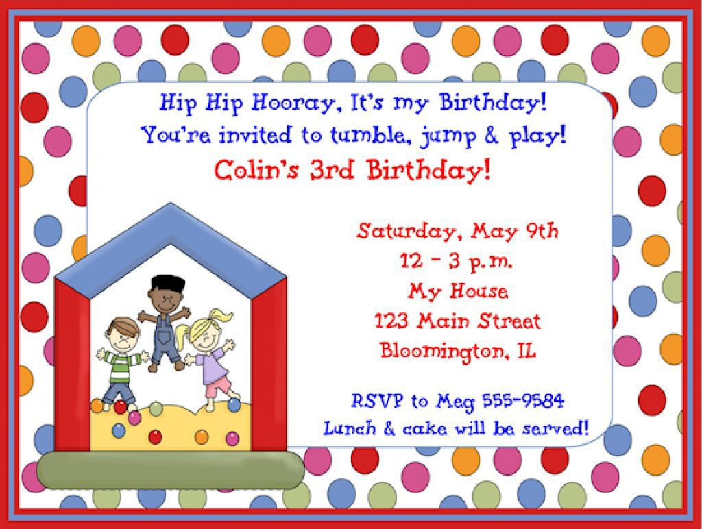 Birthday Party Invite
 Free Printable Birthday Party Invitation Wording Example