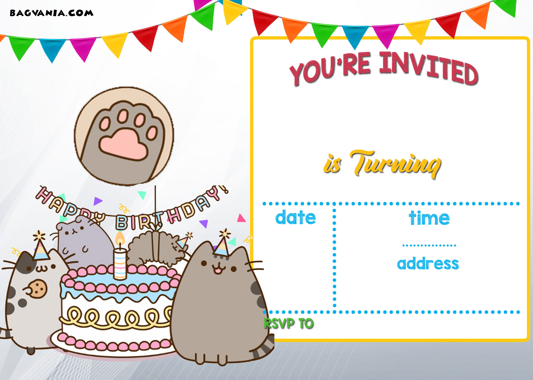 Birthday Party Invite
 FREE Printable Pusheen Birthday Invitation Template — FREE