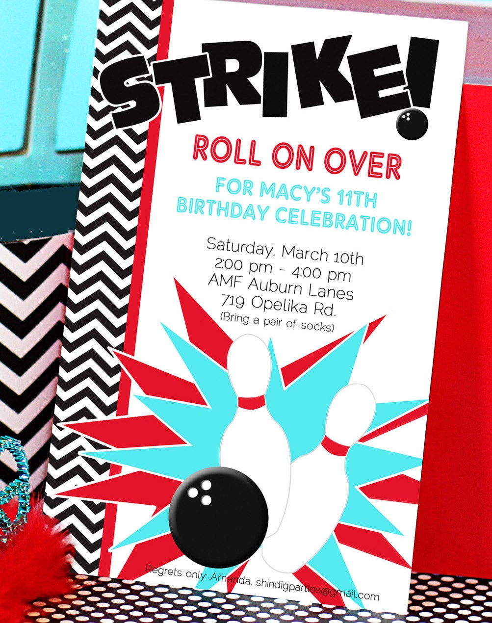 Birthday Party Invite
 Bowling Party Invitation Bowling Birthday by