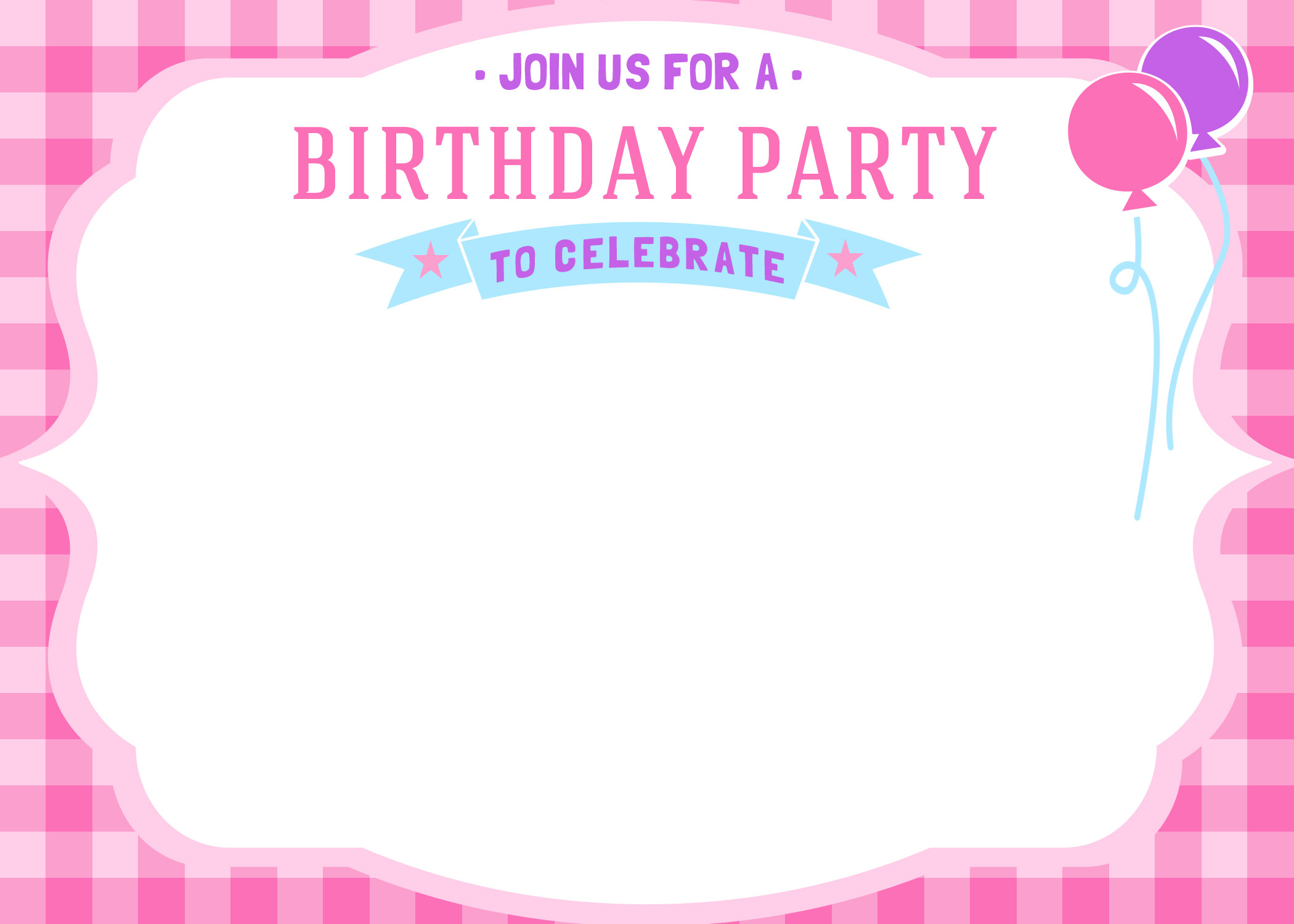 Birthday Party Invite
 Free Printable Girls Birthday Invitations – Bagvania