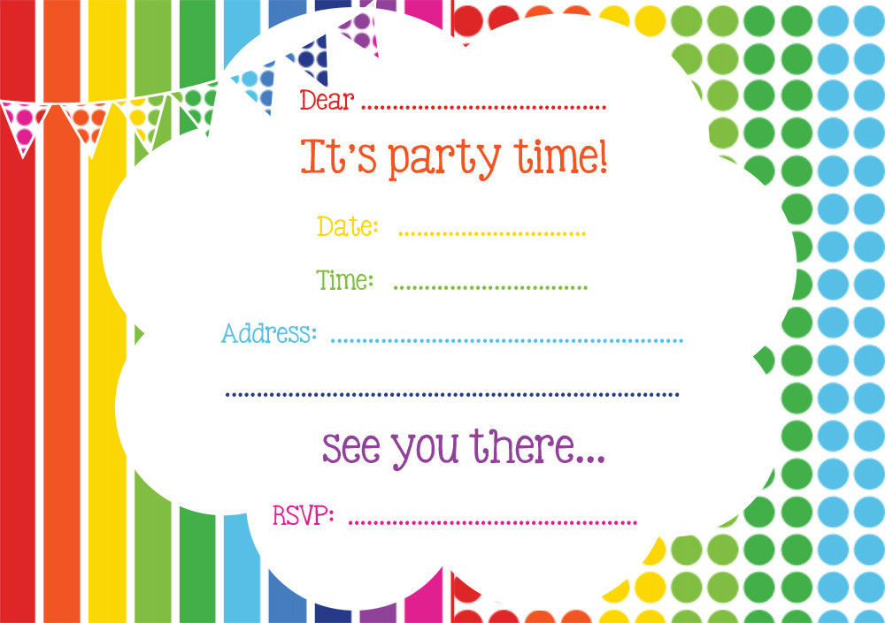 Birthday Party Invite
 FREE Rainbow Party Invitation