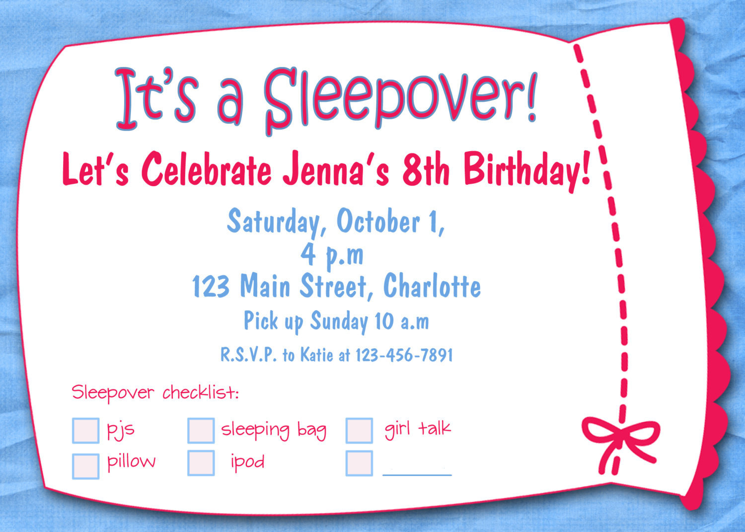 Birthday Party Invite
 Slumber party girls birthday printable by TheButterflyPress