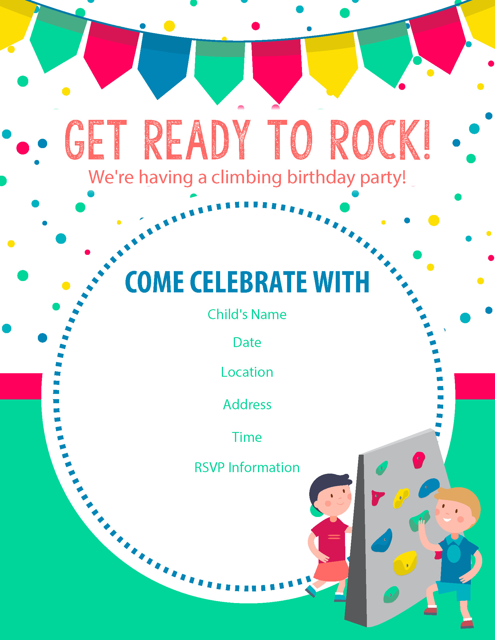 Birthday Party Invite Template
 Happy Birthday Free Rock Climbing Birthday Party Invitations