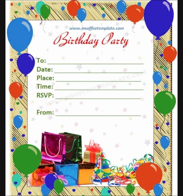 Birthday Party Invite Template
 FREE 63 Printable Birthday Invitation Templates in PDF