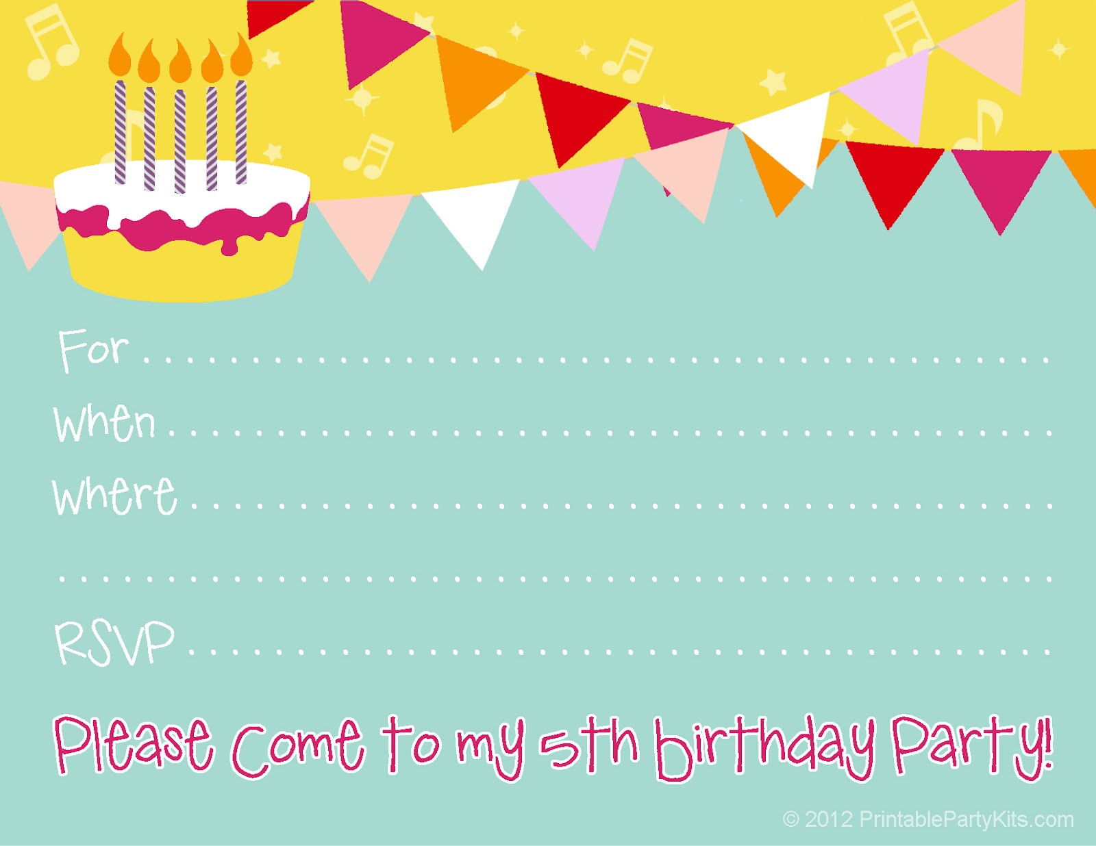Birthday Party Invite Template
 Free Birthday Party Invitations for Girl – Bagvania