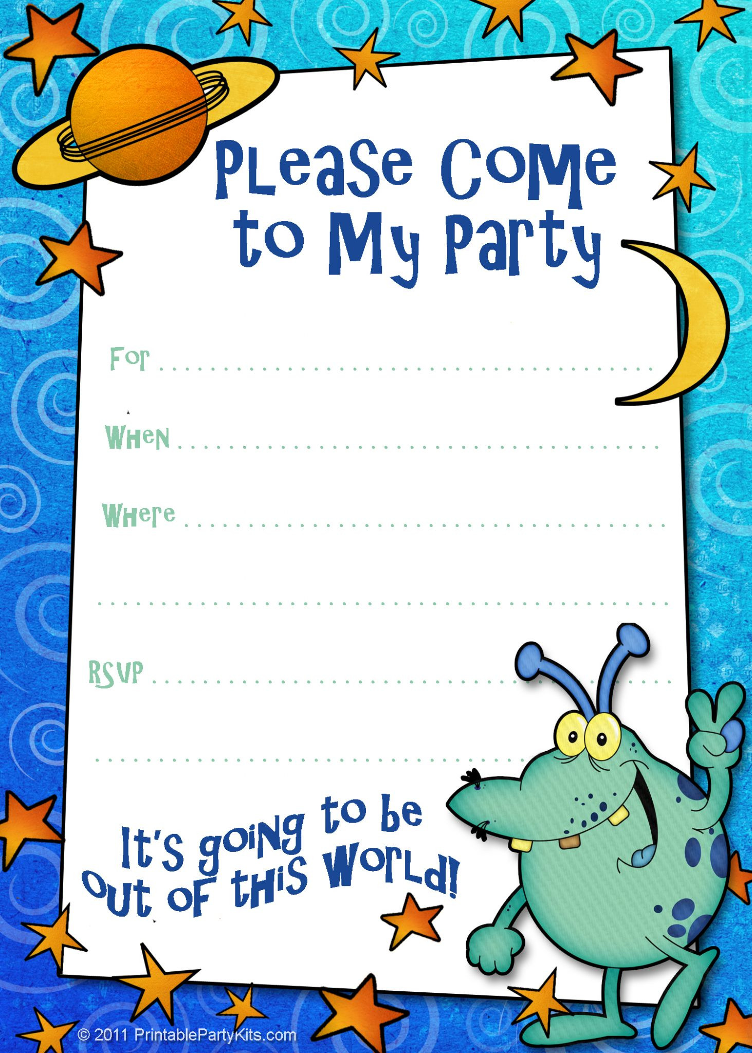 Birthday Party Invite Template
 Free Printable Alien Monster Invitations Template