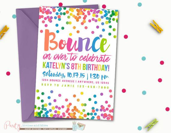 Birthday Party Invite
 Jump Birthday Invitation Bounce Birthday Invitation Bounce