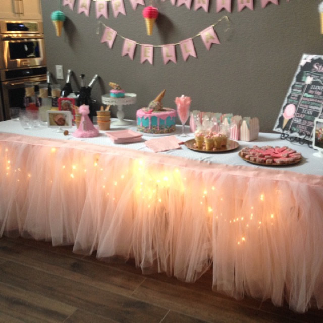 Birthday Party Table Decorations
 Tutu Table Skirt Custom Made Wedding Birthday Baby Shower